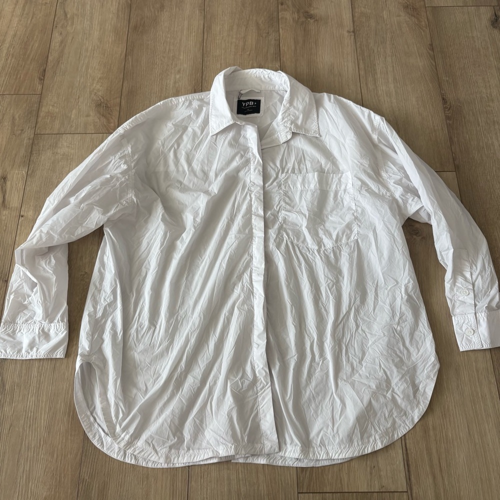 Abercrombie & Fitch YPB Button Up Shirt Womens Size XL White Long Sleeve NWOT‎
